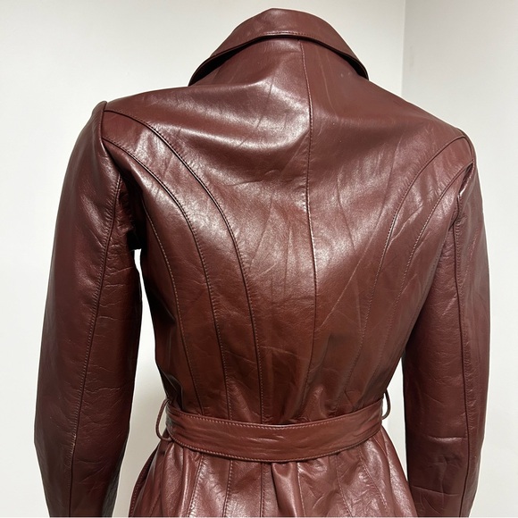 Vintage 70s Wilson’s Leather Burgundy Red Trench Coat Jacket Size Small- Medium - Picture 5 of 10